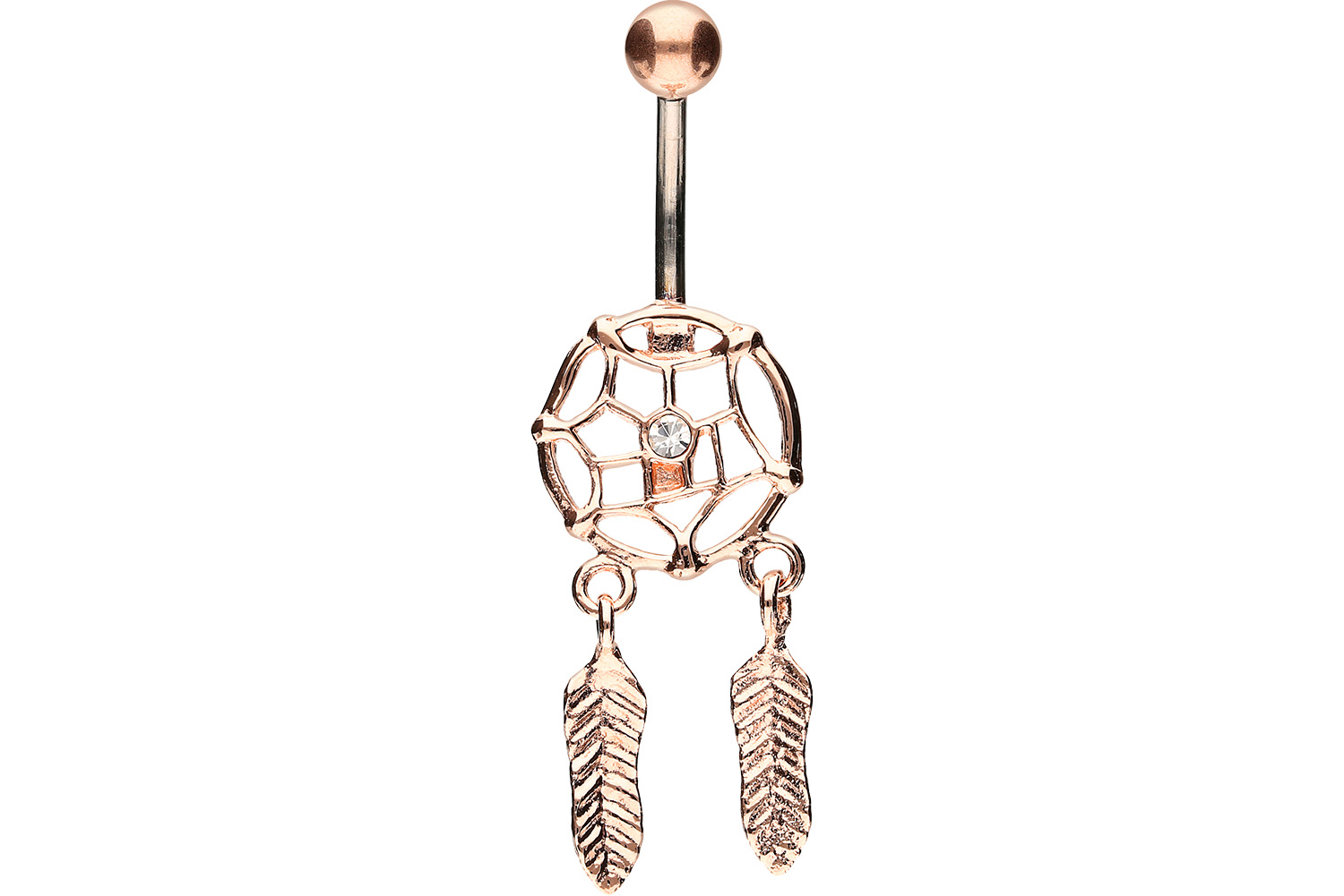 Titan Bananabell Piercing mit 925er Silber-Design TRAUMFÄNGER + ZWEI FEDERN ++SALE++